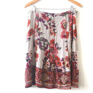 Size 12 - SUNNY LEIGH Women's 100% Silk Floral Flared Skirt